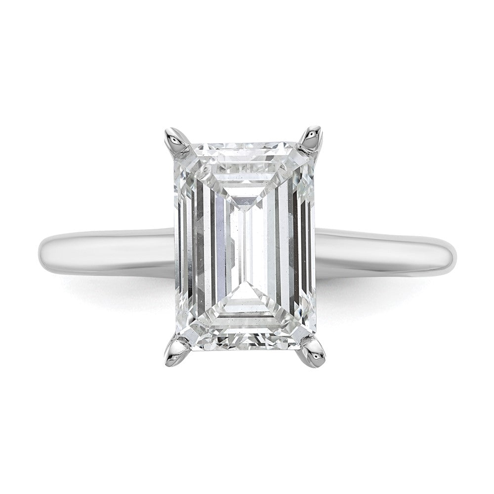 14kw 3ct Lab Grown Diamond VS/SI+ G+ Emerald Solitaire Comp Eng Ring
