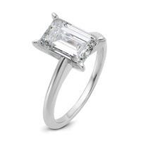 14kw 3ct Cert Lab Grown Diamond VS+ F+ Emerald Solitaire Comp Eng Ring