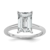14kw 3ct Cert Lab Grown Diamond VS+ F+ Emerald Solitaire Comp Eng Ring