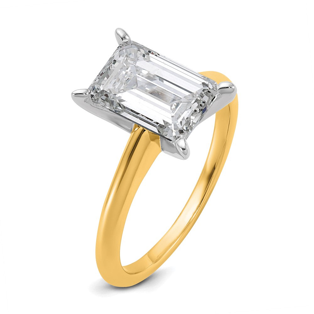 14ktt 3ct Lab Grown Diamond VS/SI+ G+ Emerald Solitaire Comp Eng Ring