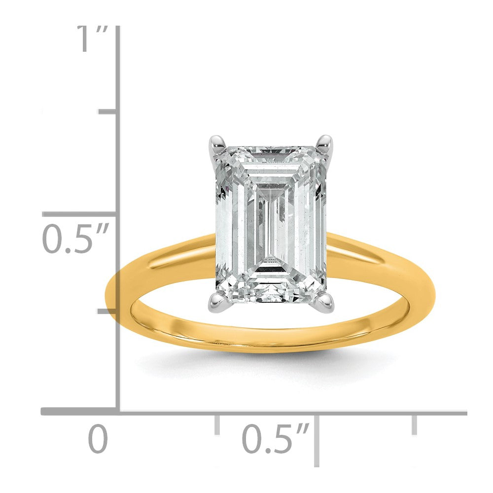 14ktt 3ct Lab Grown Diamond VS/SI+ G+ Emerald Solitaire Comp Eng Ring