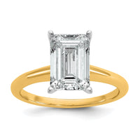 14ktt 3ct Cert Lab Grown Diamond VS/SI+ G+ Emerald Solitaire Comp Eng Ring