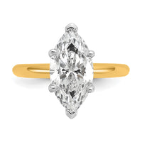 14ktt 3ct Cert Lab Grown Dia VS/SI+ G+ Marquise Solitaire Comp Eng Ring