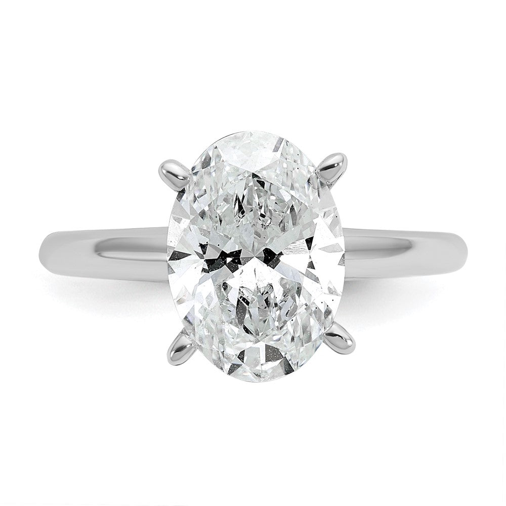 14kw 3ct Lab Grown Diamond VS+ F+ Oval Comp Solitaire Eng Ring