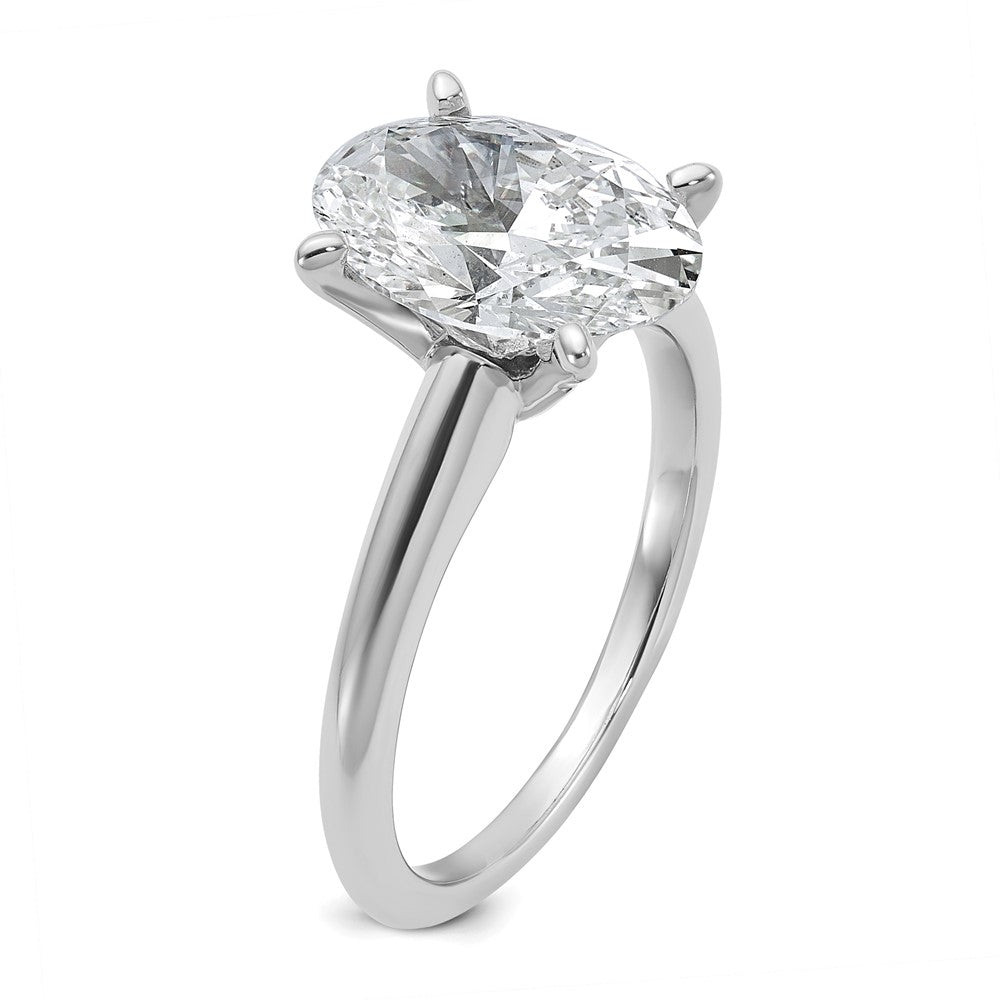 14kw 3ct Lab Grown Diamond VS+ F+ Oval Comp Solitaire Eng Ring