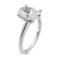14kw 3ct Cert Lab Grown Diamond VS+ F+ Oval Comp Solitaire Eng Ring