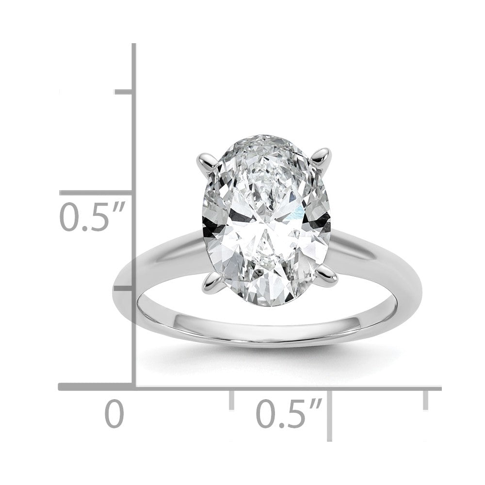 14kw 3ct Lab Grown Diamond VS+ F+ Oval Comp Solitaire Eng Ring