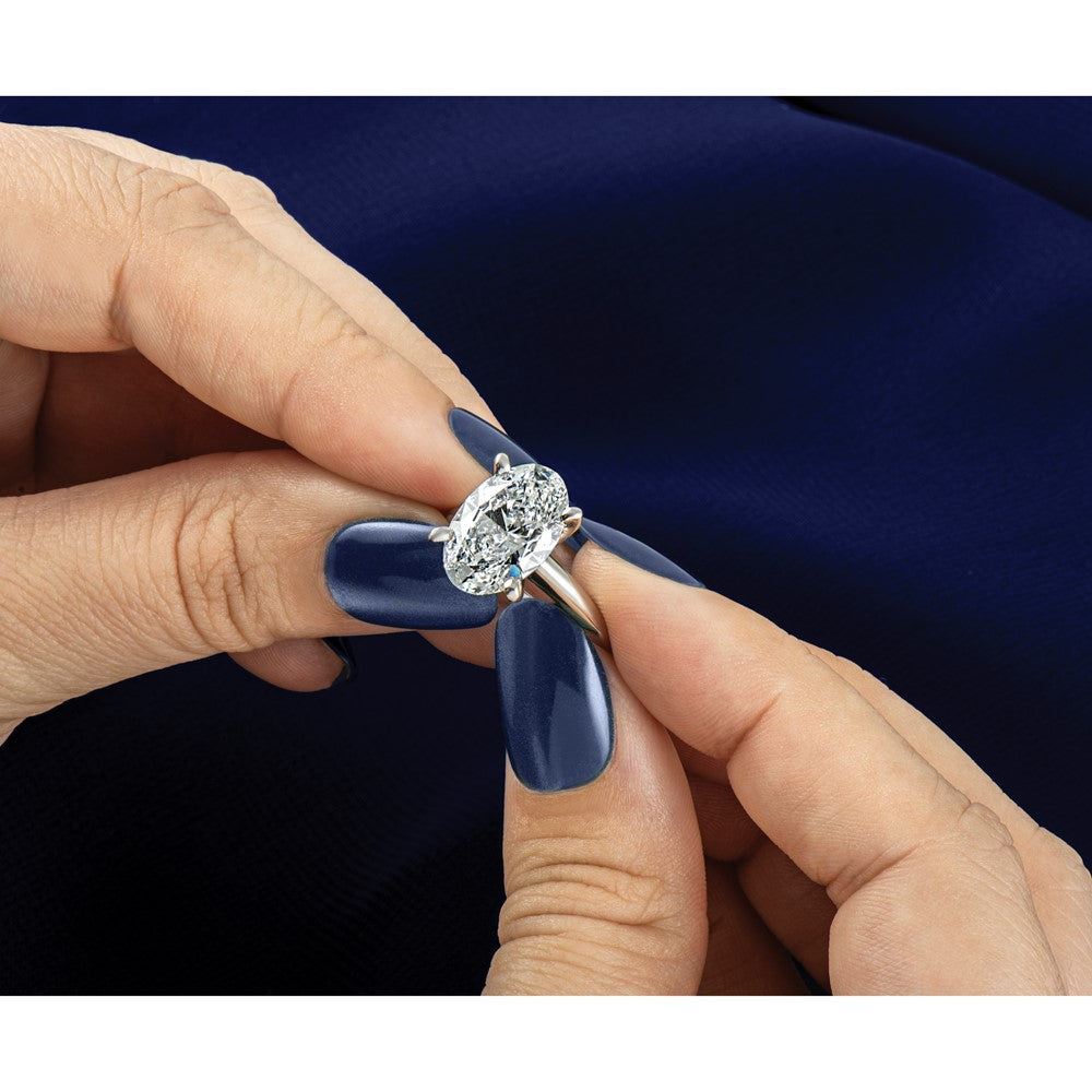 14kw 3ct Lab Grown Diamond VS+ F+ Oval Comp Solitaire Eng Ring