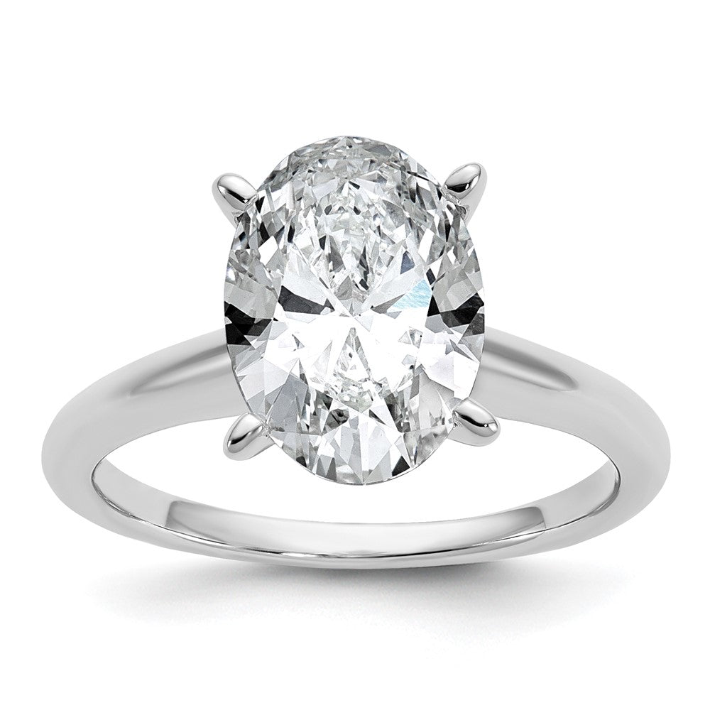 14kw 3ct Lab Grown Diamond VS+ F+ Oval Comp Solitaire Eng Ring