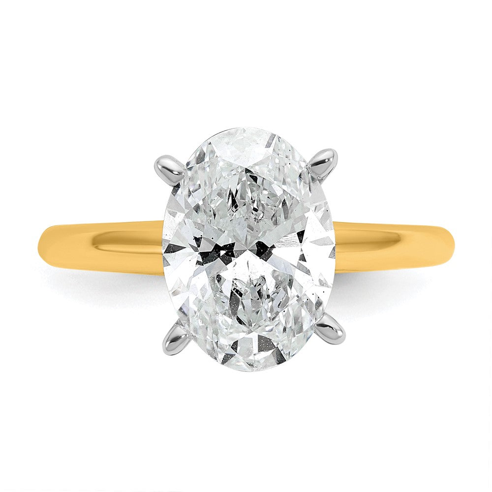 14ktt 3ct Lab Grown Diamond VS+ F+ Oval Comp Solitaire Eng Ring