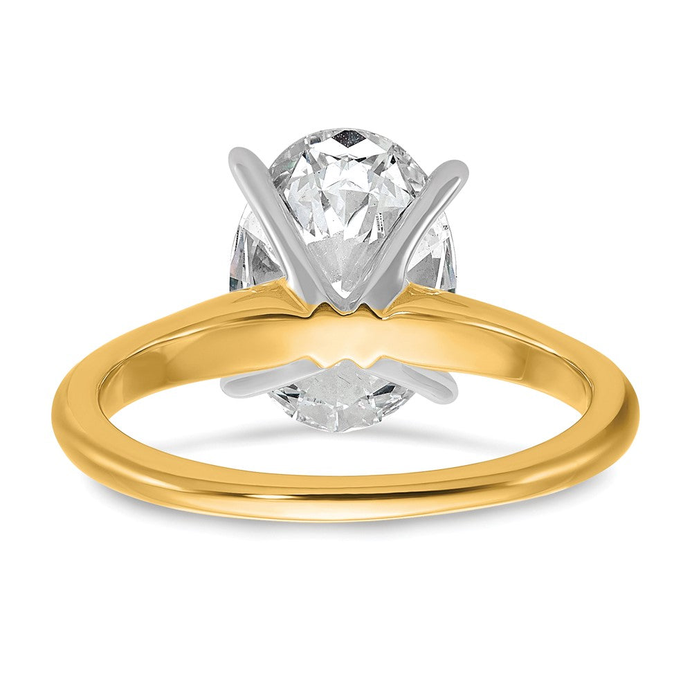14ktt 3ct Lab Grown Diamond VS+ F+ Oval Comp Solitaire Eng Ring