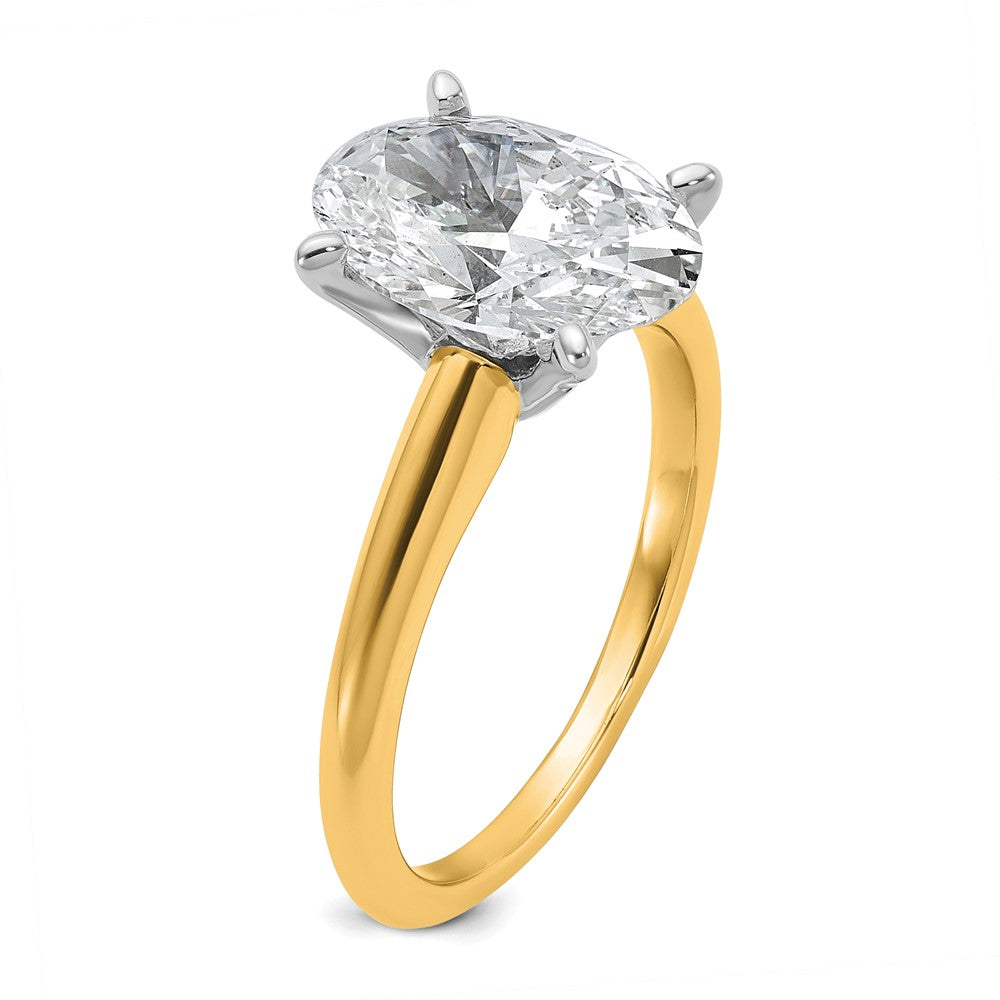 14ktt 3ct Cert Lab Grown Diamond VS+ F+ Oval Comp Solitaire Eng Ring