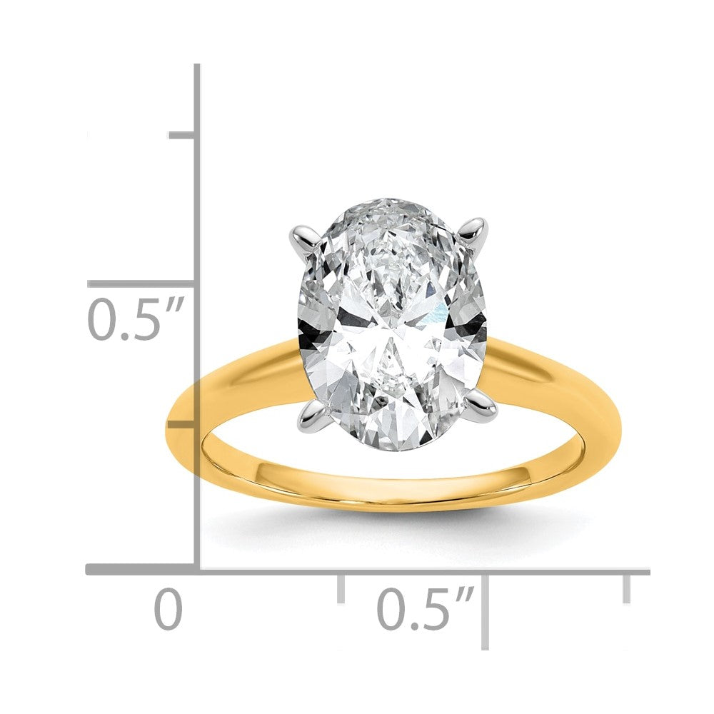 14ktt 3ct Lab Grown Diamond VS+ F+ Oval Comp Solitaire Eng Ring