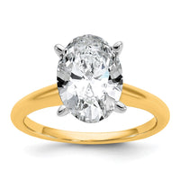 14ktt 3ct Cert Lab Grown Diamond VS+ F+ Oval Comp Solitaire Eng Ring