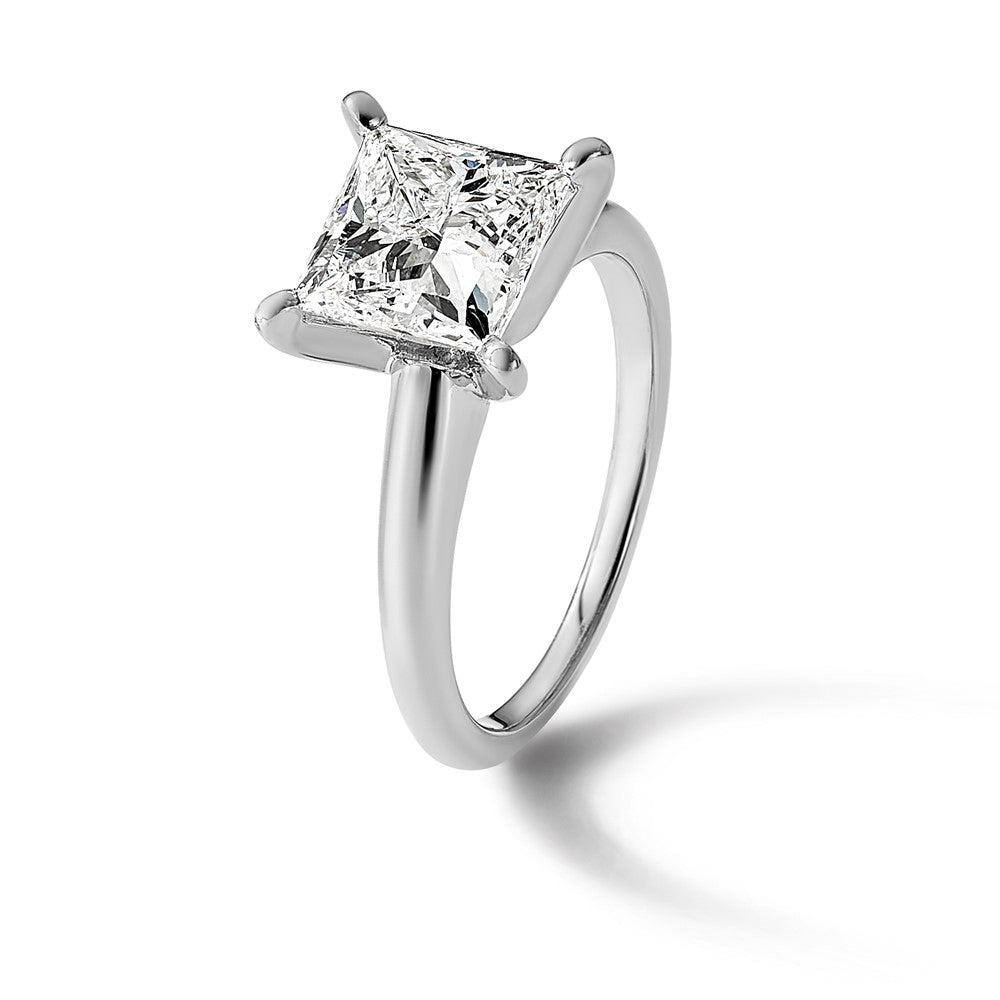 14kw 3ct Lab Grown Diamond VS/SI+ G+ Princess Comp Solitaire Eng Ring
