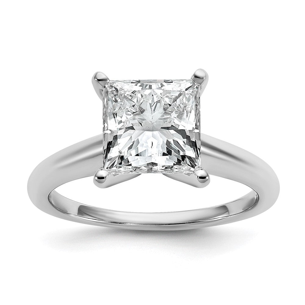 14kw 3ct Cert Lab Grown Diamond VS/SI+ G+ Princess Comp Solitaire Eng Ring