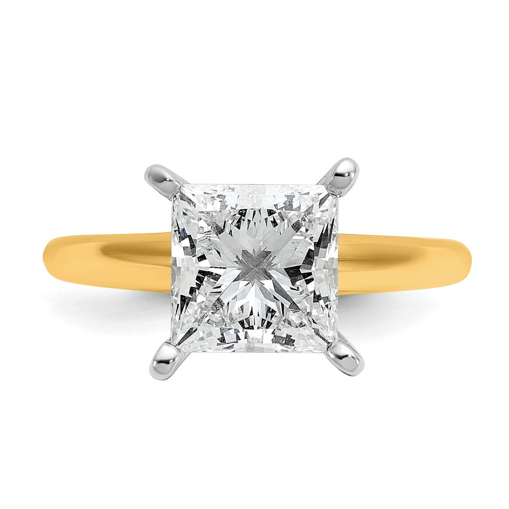 14ktt 3ct Cert Lab Grown Diamond VS/SI+ G+ Princess Comp Solitaire Eng Ring