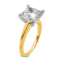 14ktt 3ct Cert Lab Grown Diamond VS/SI+ G+ Princess Comp Solitaire Eng Ring