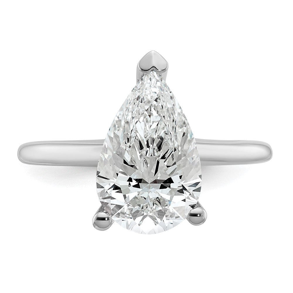 14kw 3ct Cert Lab Grown Diamond VS+ F+ Pear Solitaire Comp Eng Ring