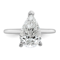 14kw 3ct Cert Lab Grown Diamond VS+ F+ Pear Solitaire Comp Eng Ring