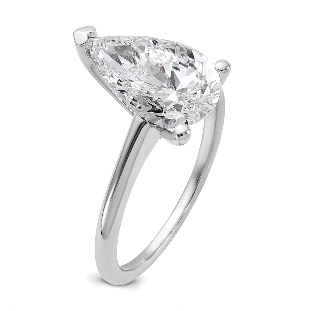 14kw 3ct Lab Grown Diamond VS/SI+ G+ Pear Solitaire Comp Eng Ring