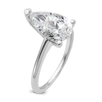 14kw 3ct Lab Grown Diamond VS/SI+ G+ Pear Solitaire Comp Eng Ring
