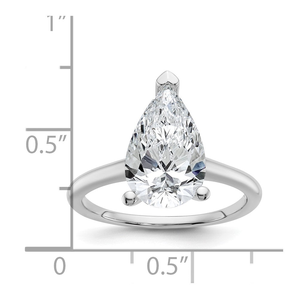 14kw 3ct Cert Lab Grown Diamond VS+ F+ Pear Solitaire Comp Eng Ring
