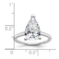 14kw 3ct Cert Lab Grown Diamond VS+ F+ Pear Solitaire Comp Eng Ring