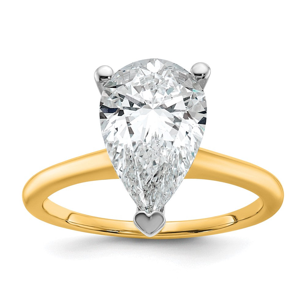 14ktt 3ct Cert Lab Grown Diamond VS+ F+ Pear Solitaire Comp Eng Ring