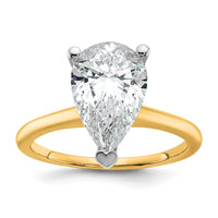 14ktt 3ct Cert Lab Grown Diamond VS+ F+ Pear Solitaire Comp Eng Ring