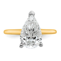 14ktt 3ct Lab Grown Diamond VS+ F+ Pear Solitaire Comp Eng Ring