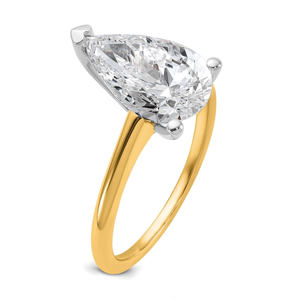 14ktt 3ct Cert Lab Grown Diamond VS+ F+ Pear Solitaire Comp Eng Ring