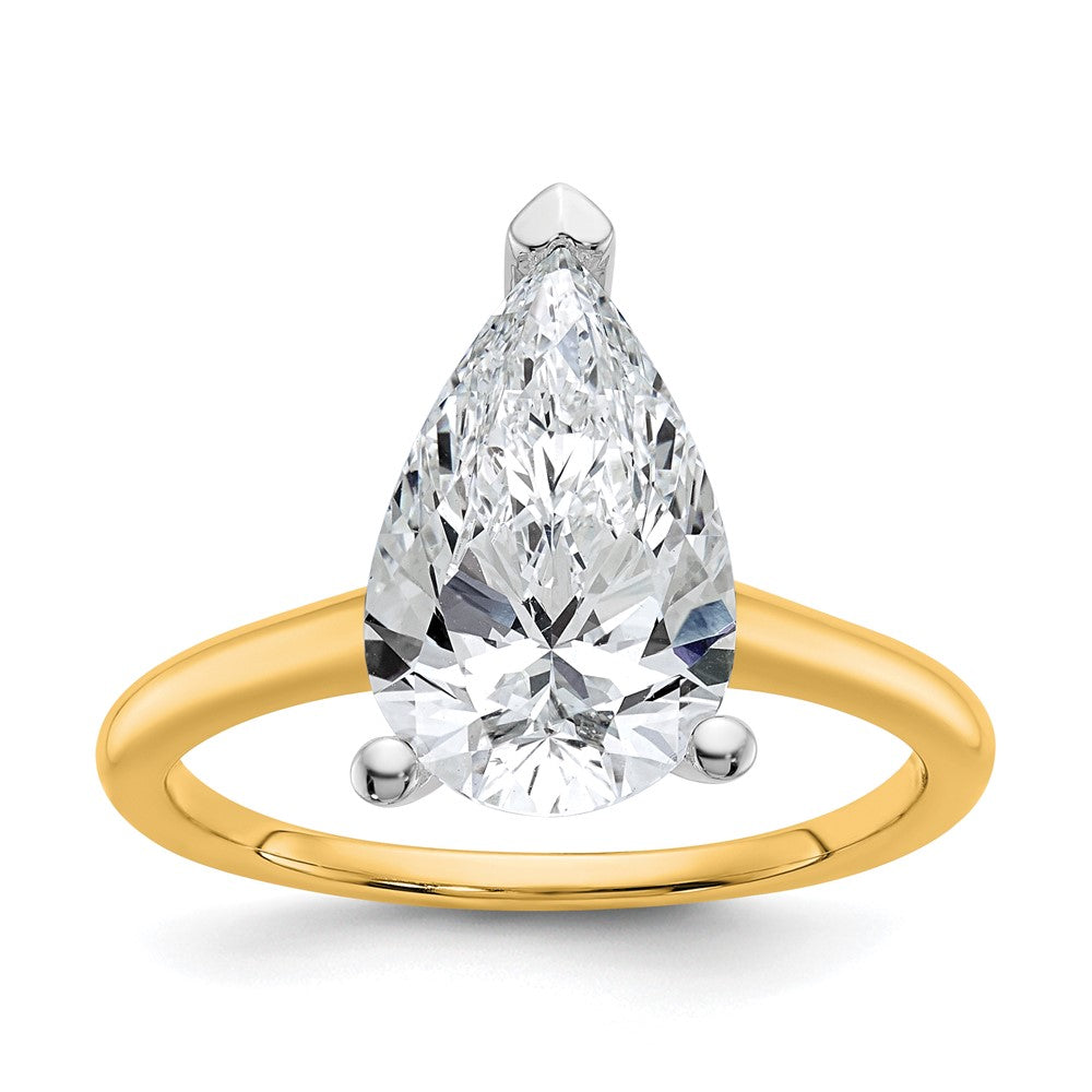14ktt 3ct Cert Lab Grown Diamond VS+ F+ Pear Solitaire Comp Eng Ring