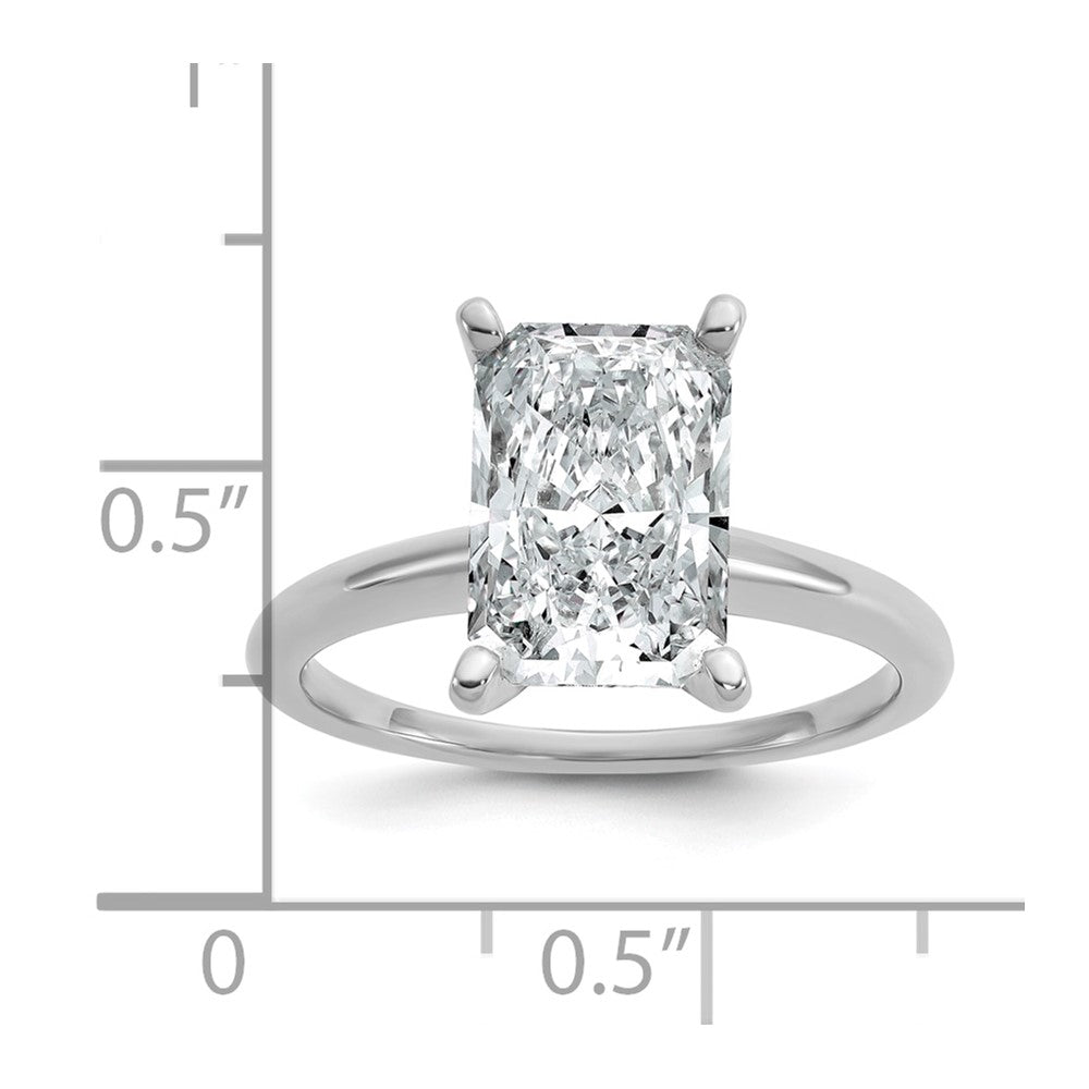14kw 3ct Cert Lab Grown Diamond VS+ F+ Radiant Solitaire Comp Eng Ring