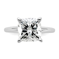 14kw 4ct Cert Lab Grown Diamond VS+ F+ Cushion Comp Solitaire Eng Ring