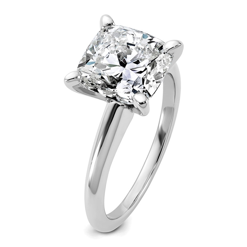 14kw 4ct Cert Lab Grown Diamond VS+ F+ Cushion Comp Solitaire Eng Ring