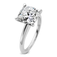 14kw 4ct Cert Lab Grown Diamond VS+ F+ Cushion Comp Solitaire Eng Ring