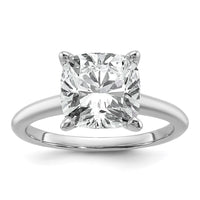 14kw 4ct Cert Lab Grown Diamond VS+ F+ Cushion Comp Solitaire Eng Ring