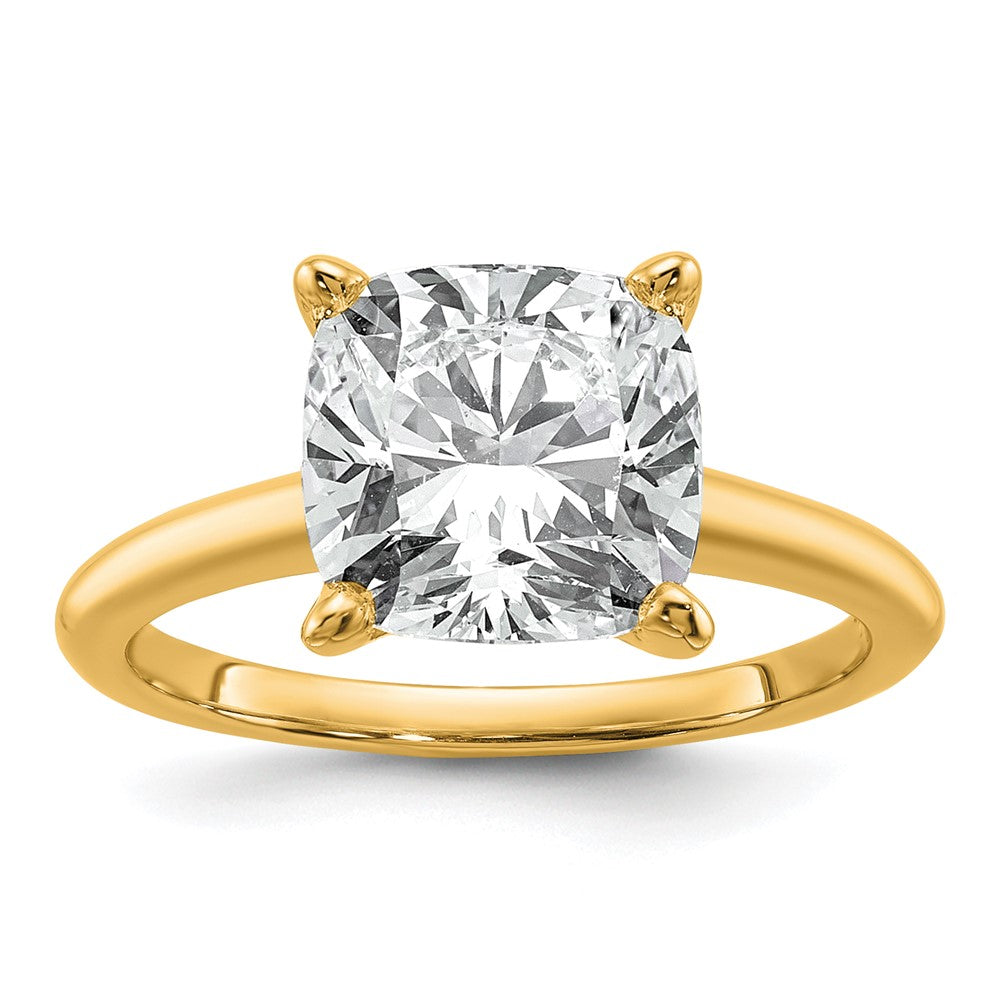 14ktt 4ct Cert Lab Grown Diamond VS+ F+ Cushion Comp Solitaire Eng Ring