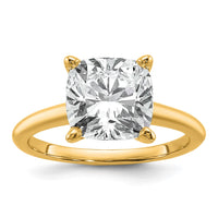 14ktt 4ct Cert Lab Grown Diamond VS+ F+ Cushion Comp Solitaire Eng Ring