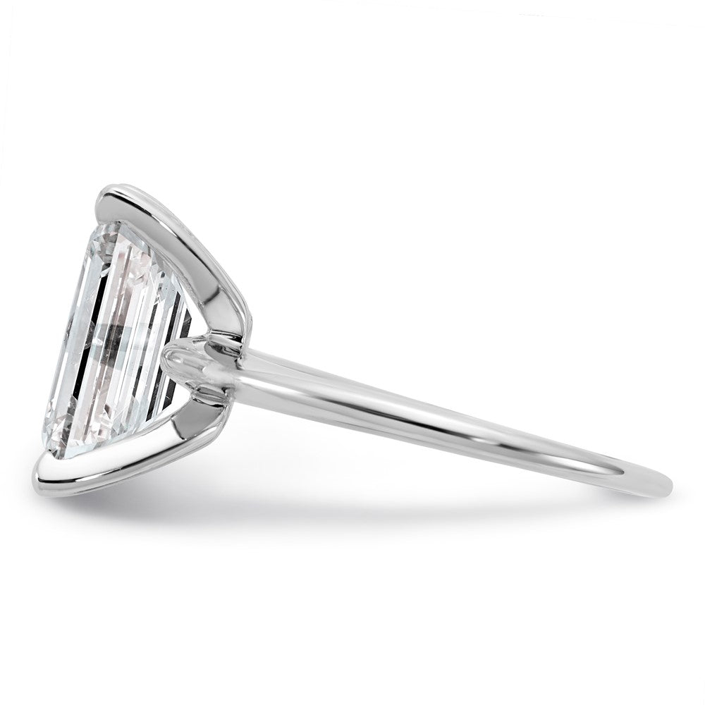 14kw 4ct Cert Lab Grown Diamond VS+ F+ Emerald Solitaire Comp Eng Ring