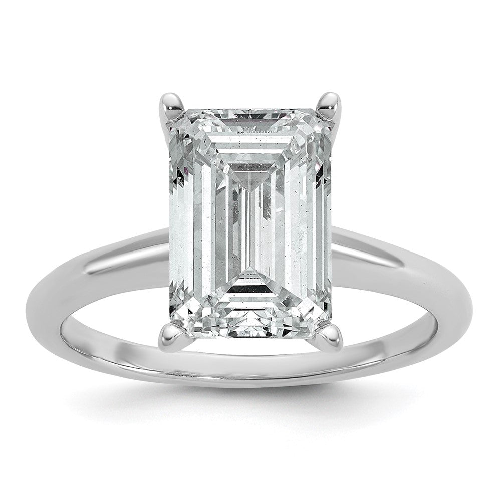 14kw 4ct Cert Lab Grown Diamond VS/SI+ G+ Emerald Solitaire Comp Eng Ring