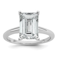 14kw 4ct Cert Lab Grown Diamond VS+ F+ Emerald Solitaire Comp Eng Ring