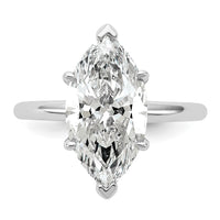 14kw 4ct Cert Lab Grown Dia VS/SI+ G+ Marquise Solitaire Comp Eng Ring