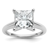 14kw 4ct Cert Lab Grown Diamond VS+ F+ Princess Comp Solitaire Eng Ring