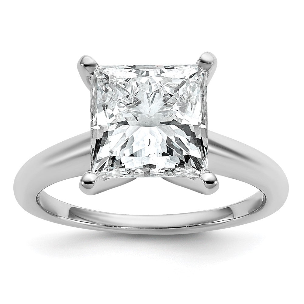 14kw 4ct Cert Lab Grown Diamond VS/SI+ G+ Princess Comp Solitaire Eng Ring