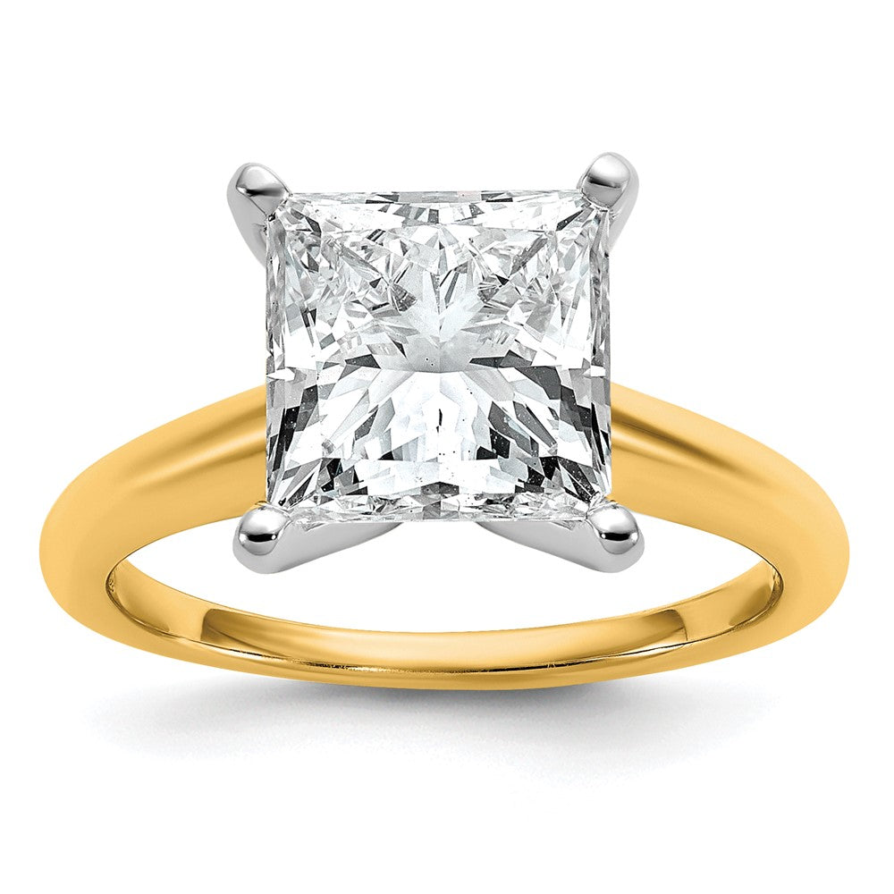 14ktt 4ct Cert Lab Grown Diamond VS/SI+ G+ Princess Comp Solitaire Eng Ring