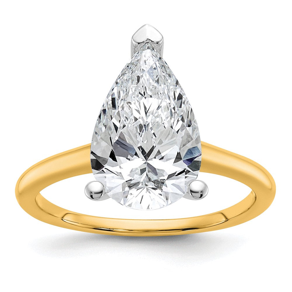 14ktt 4ct Cert Lab Grown Diamond VS/SI+ G+ Pear Solitaire Comp Eng Ring
