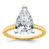 14ktt 4ct Cert Lab Grown Diamond VS/SI+ G+ Pear Solitaire Comp Eng Ring