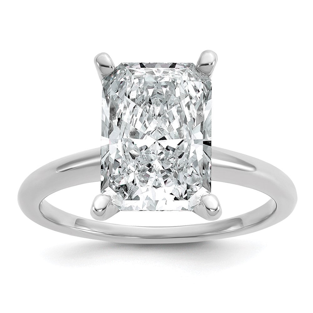 14kw 4ct Cert Lab Grown Diamond VS+ F+ Radiant Solitaire Comp Eng Ring